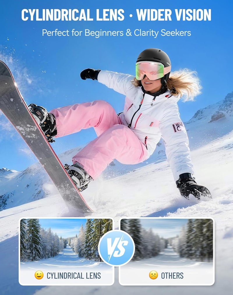 Innerking Ski/Snowboard Goggles OTG for Men Women & Youth - Over Glasses Snow Sports Goggles Anti Fog 100% UV400 Protection - Image 5